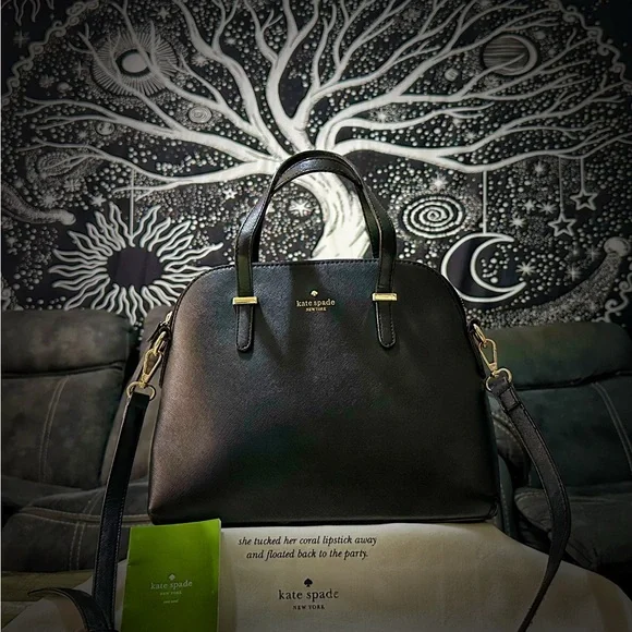 Vintage Y2K style Kate Spade Black Leather Handbag crossbody purse - Picture 12 of 16